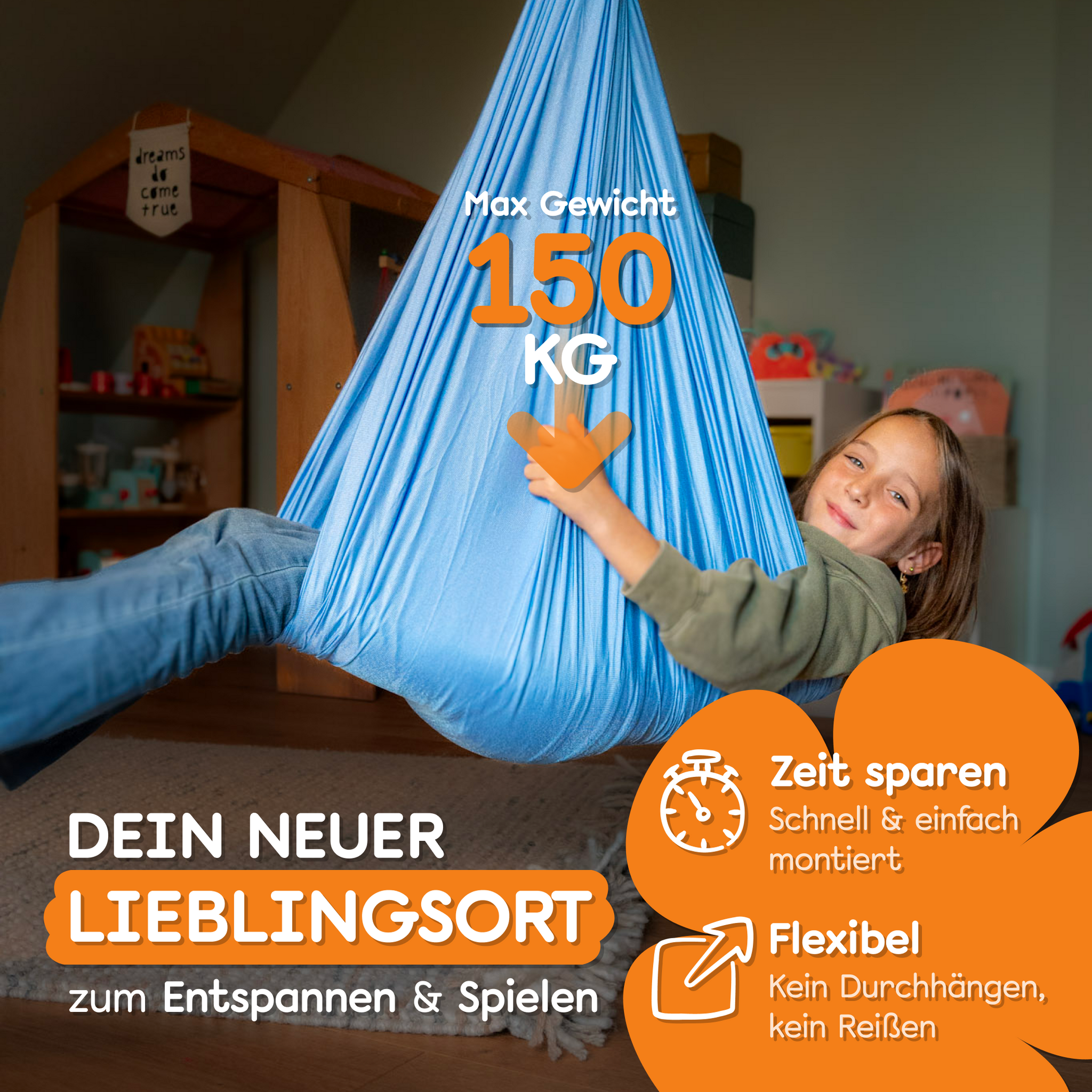 Nubbli Therapieschaukel 150 x 280 cm - doppellagig