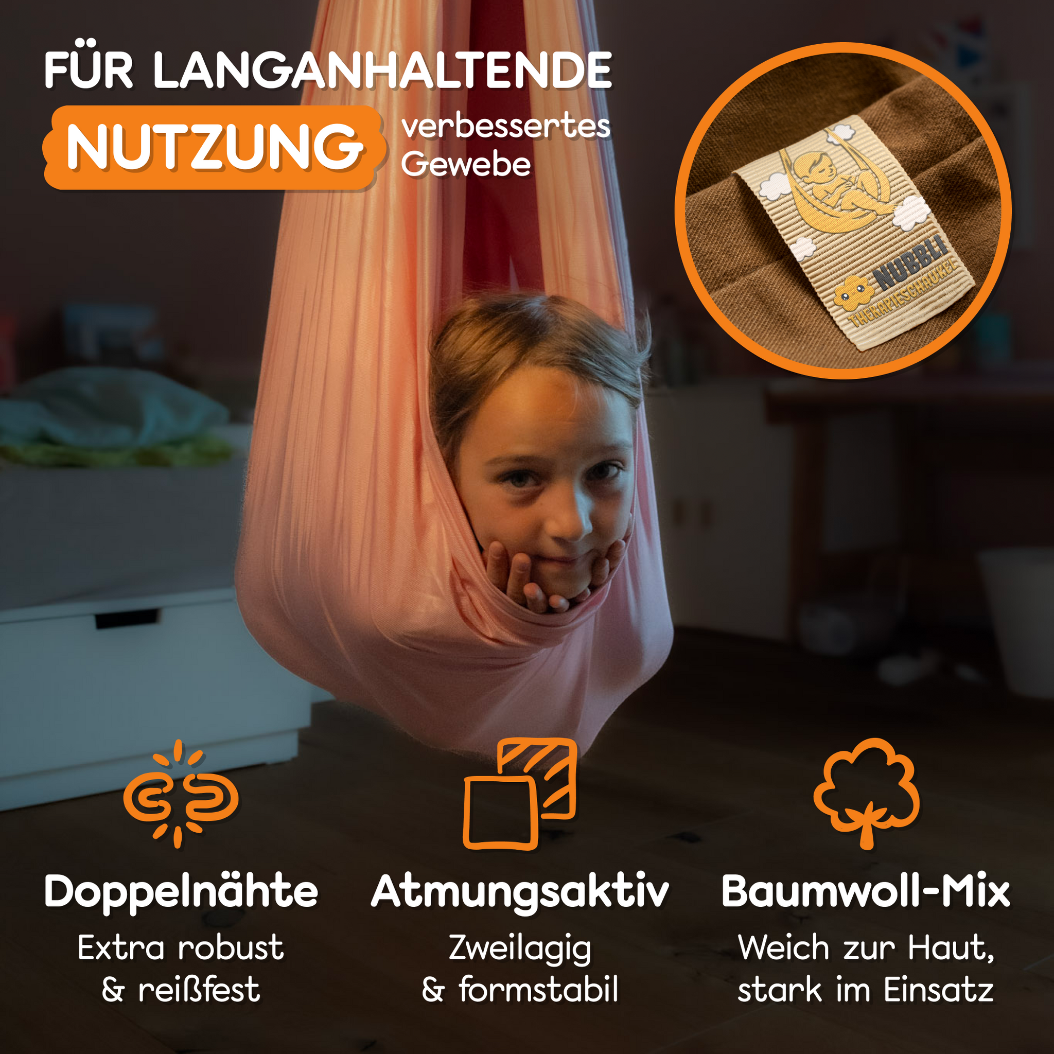 Nubbli Therapieschaukel 150 x 280 cm - doppellagig