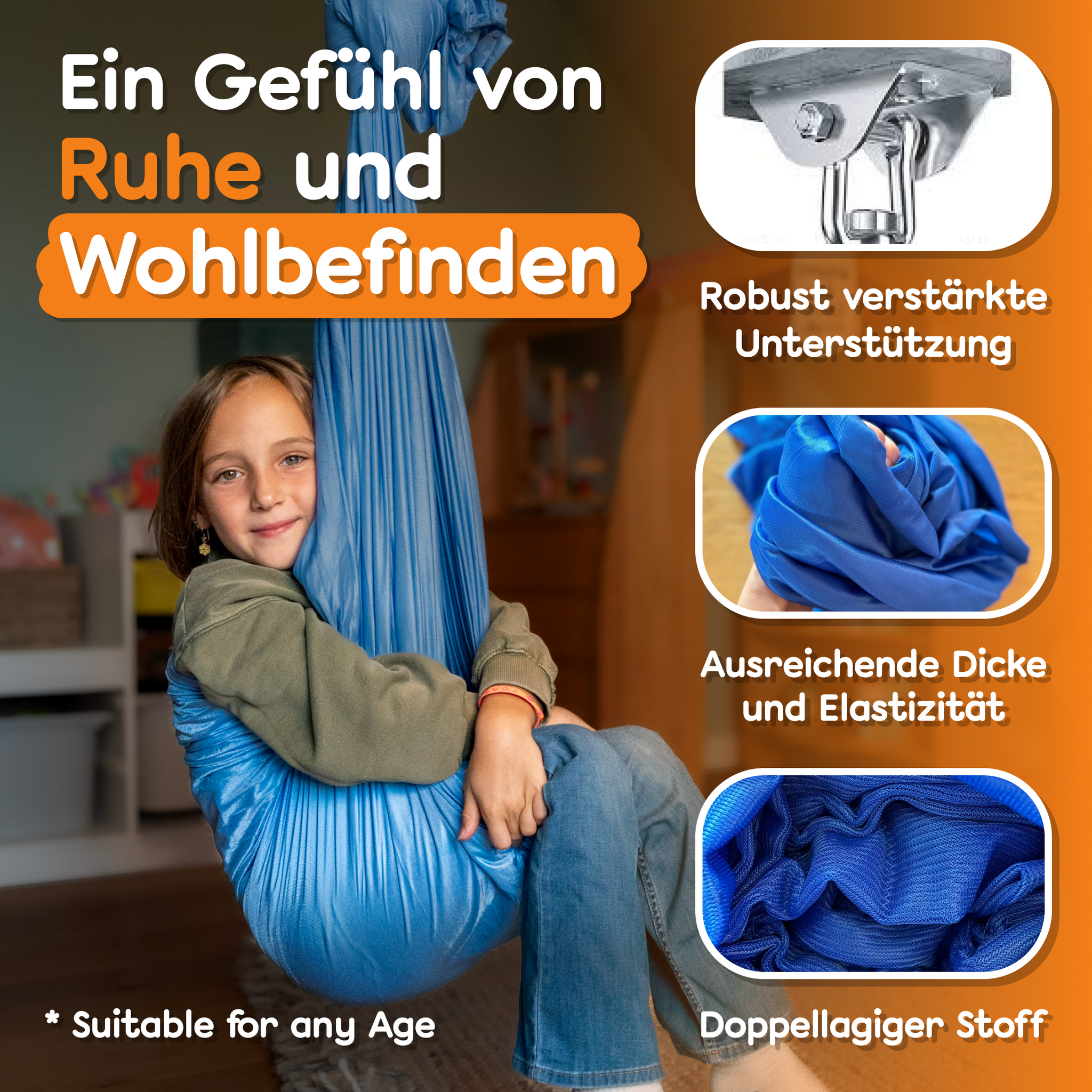 Nubbli Therapieschaukel 150 x 280 cm - doppellagig